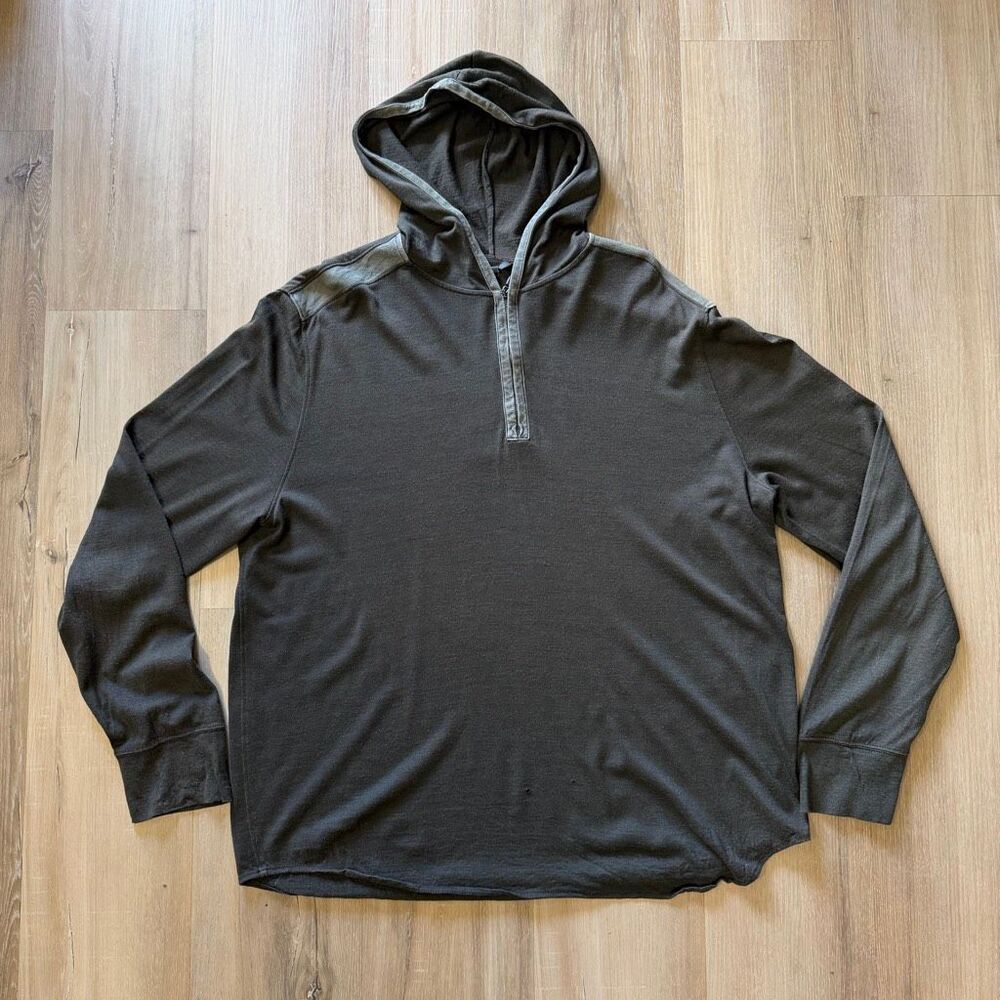 John Varvatos Quarter Zip Hoodie M XXL Dark Green Edgy Alt Skulls Luxury USA